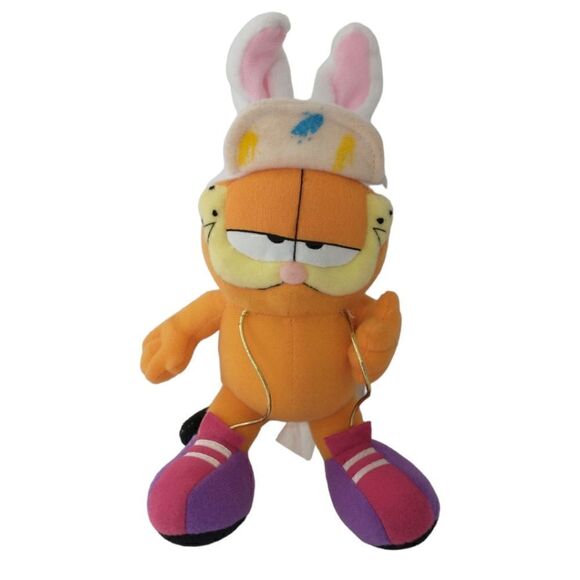 Garfield Cat Easter Bunny Plush Rabbit Stuffed Animal Ears Baseball Hat Plushie. - Picture 8 of 16